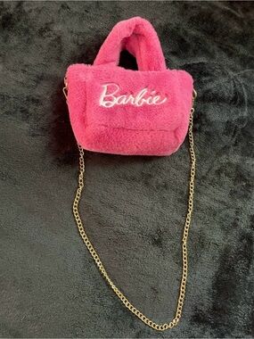 Barbie x Skinnydip London hot pink faux fur crossbody purse